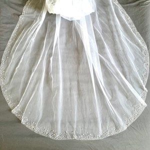 Chapel Length Veil with Rhinestone edging
